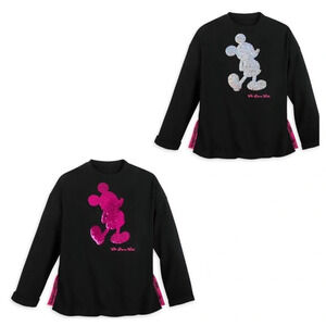Disney Parks Black Pink Reversible Sequin Mickey Mouse Sweatshirt Women's Medium